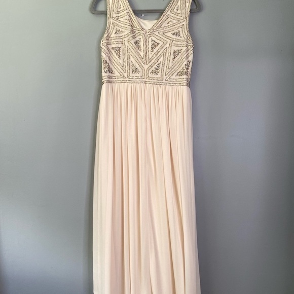 Adrianna-Papell top beaded V-Back sleeveless long gown - Picture 8 of 9